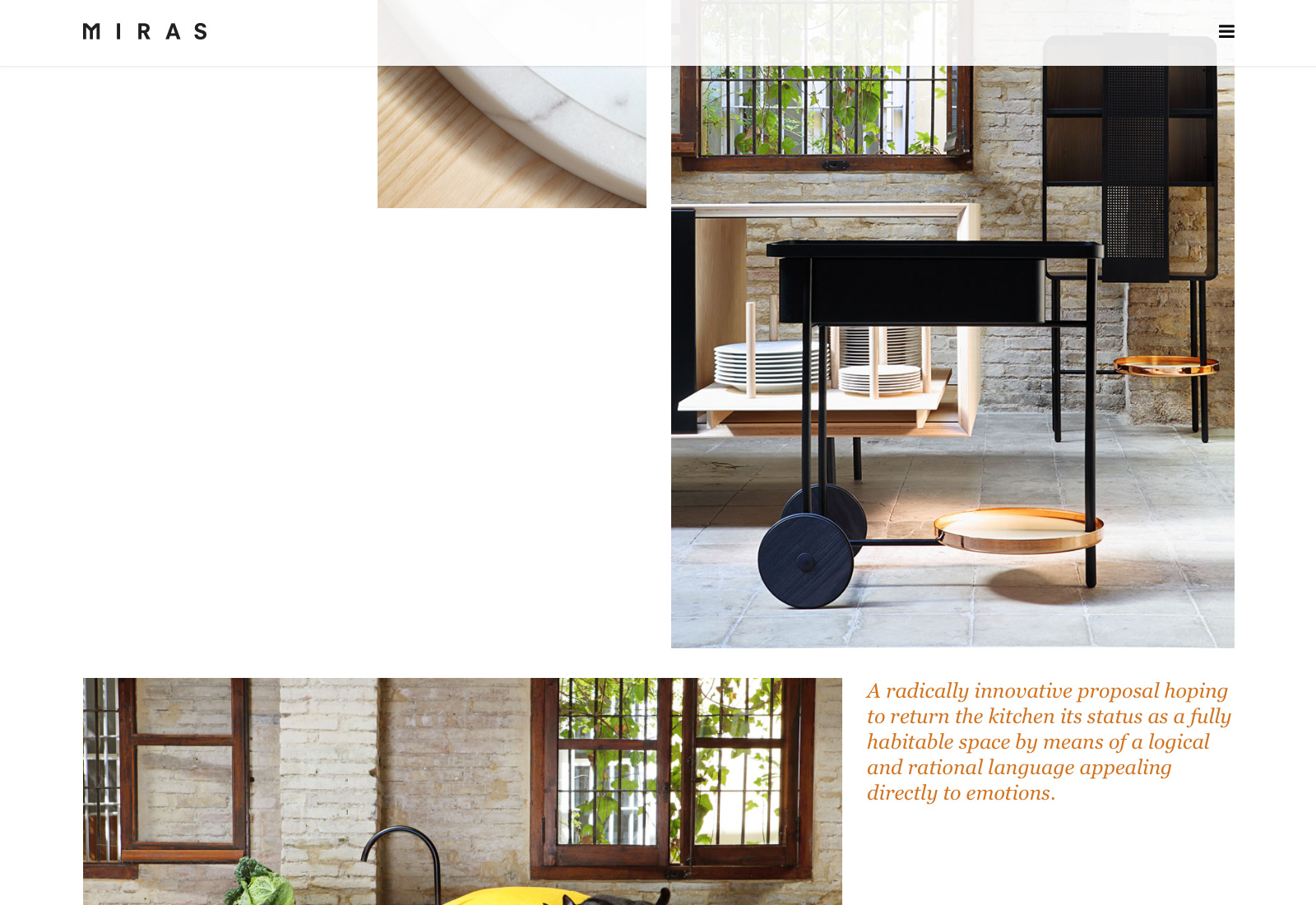 Float - Diseño y desarrollo web para la cocina diseñada por MUT Design para Miras Editions